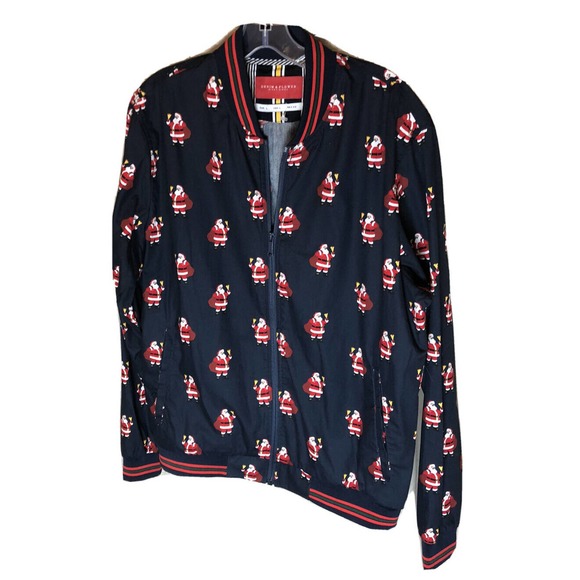Denim & Flower Other - DENIM & FLOWER Ricky Singh Christmas Cotton Bomber Jacket Coat Santa Size L
